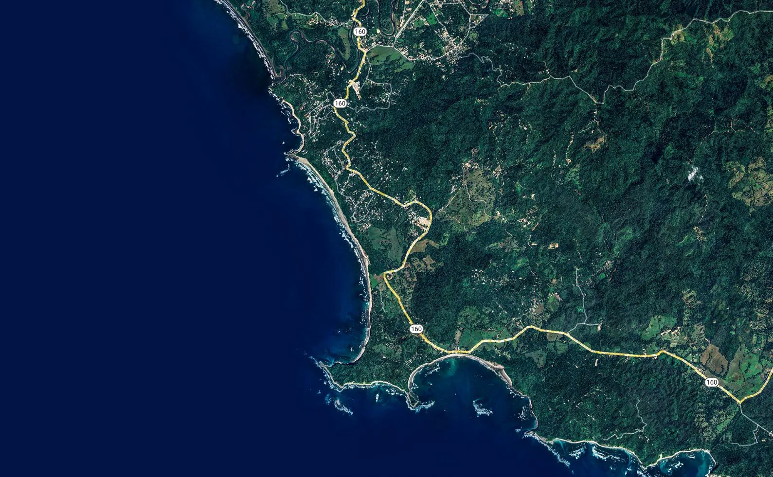Map of the Nicoya Peninsula showing Castillo Colonial