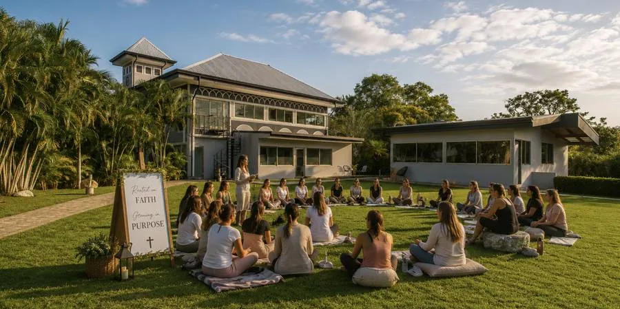 Christian retreat gathering on the lawn