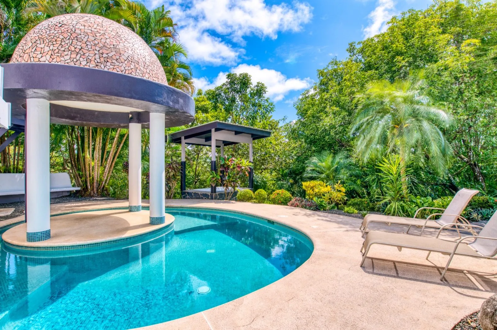 Private pool with the stone dome cabana